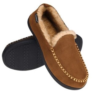 VONMAY size 11 Men's Moccasin Slippers Fuzzy Indoor Outdoor House Shoes